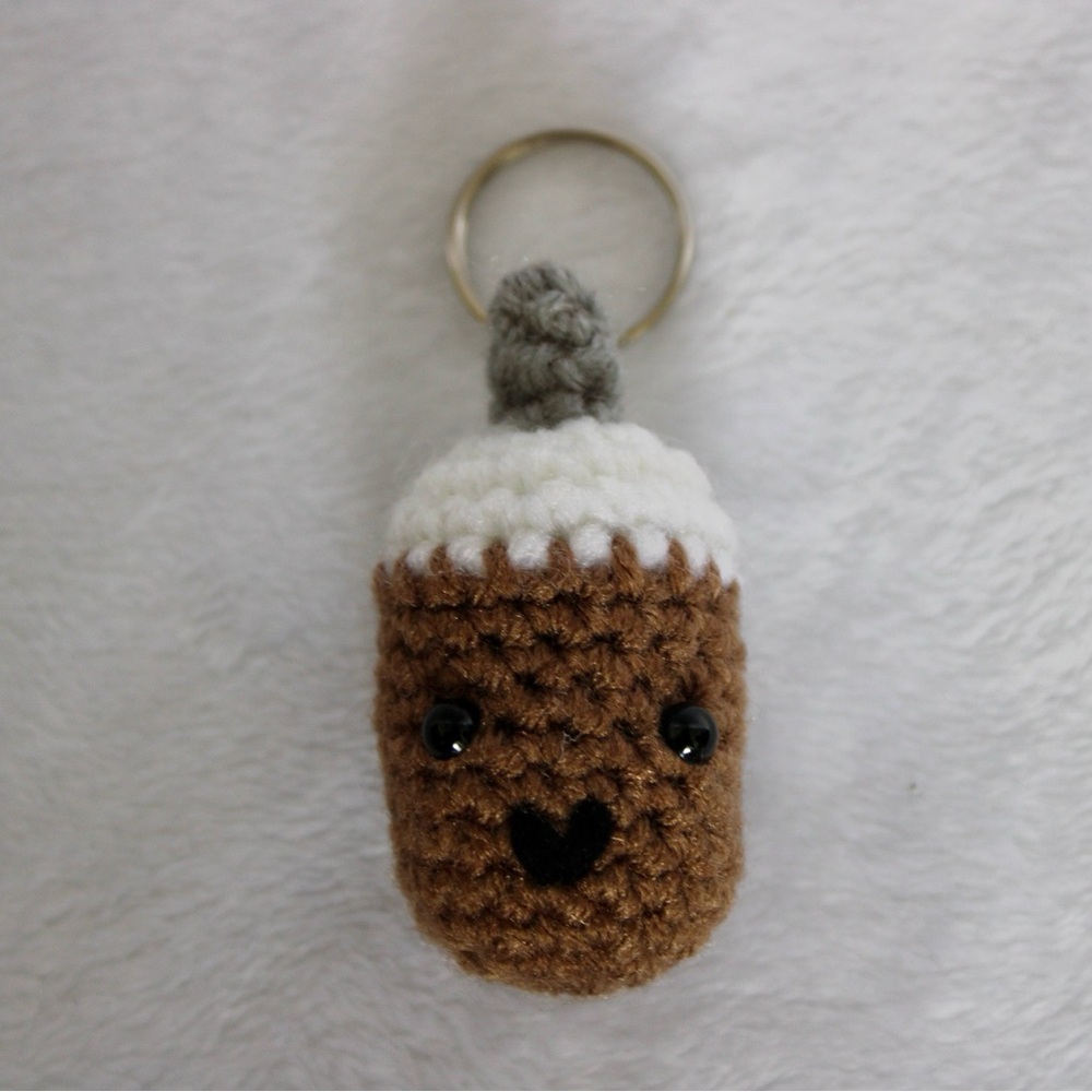 Handmade Milk Tea Crochet Boba Keychain